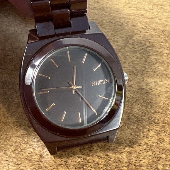Nixon Men\'s The Time Teller Brown Ceramic‎ Quartz Watch - Untested Needs Battery main image 8